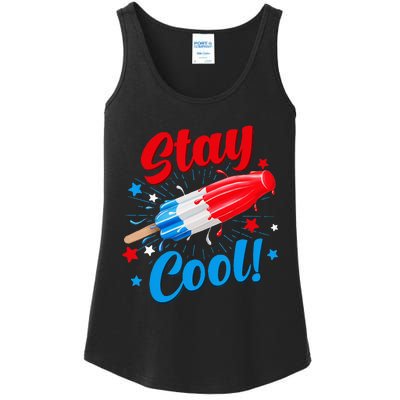 Stay Cool Popsicle Funny 4th Of July Independence Day Ladies Essential Tank