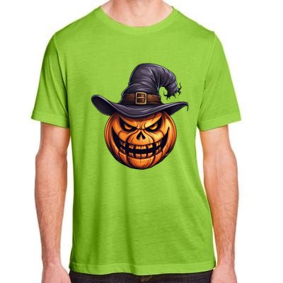 Spooky Carved Pumpkin Face With Witch Hat Halloween Party Cool Gift Adult ChromaSoft Performance T-Shirt