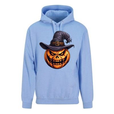 Spooky Carved Pumpkin Face With Witch Hat Halloween Party Cool Gift Unisex Surf Hoodie