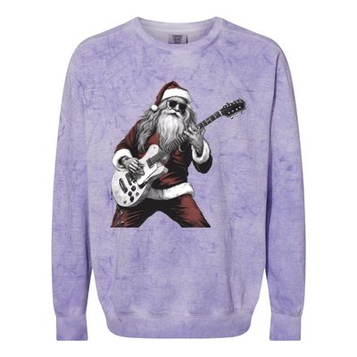 Santa Claus Playing Guitar Rock And Roll Christmas Gift Colorblast Crewneck Sweatshirt