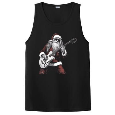 Santa Claus Playing Guitar Rock And Roll Christmas Gift PosiCharge Competitor Tank