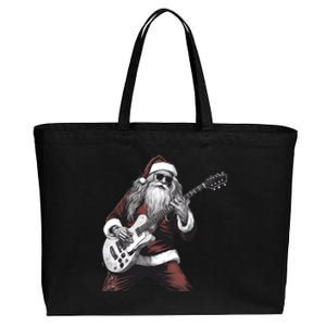 Santa Claus Playing Guitar Rock And Roll Christmas Gift Cotton Canvas Jumbo Tote