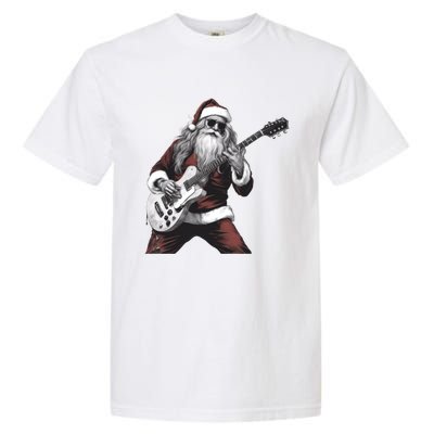 Santa Claus Playing Guitar Rock And Roll Christmas Gift Garment-Dyed Heavyweight T-Shirt