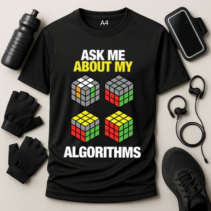 Speed Cubing Puzzle Cuber Cube Algorithms Great Gift Cooling Performance Crew T-Shirt