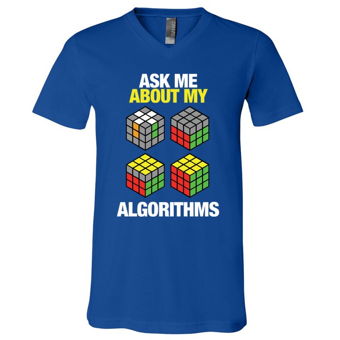 Speed Cubing Puzzle Cuber Cube Algorithms Great Gift V-Neck T-Shirt