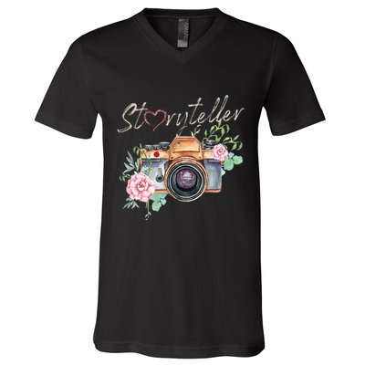 Storyteller Camera Photography Photographer Cameraman Ideas V-Neck T-Shirt