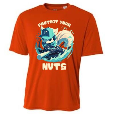 Squirrel Catcher Protect Your Nuts Funny Baseball Cute Gift Cooling Performance Crew T-Shirt