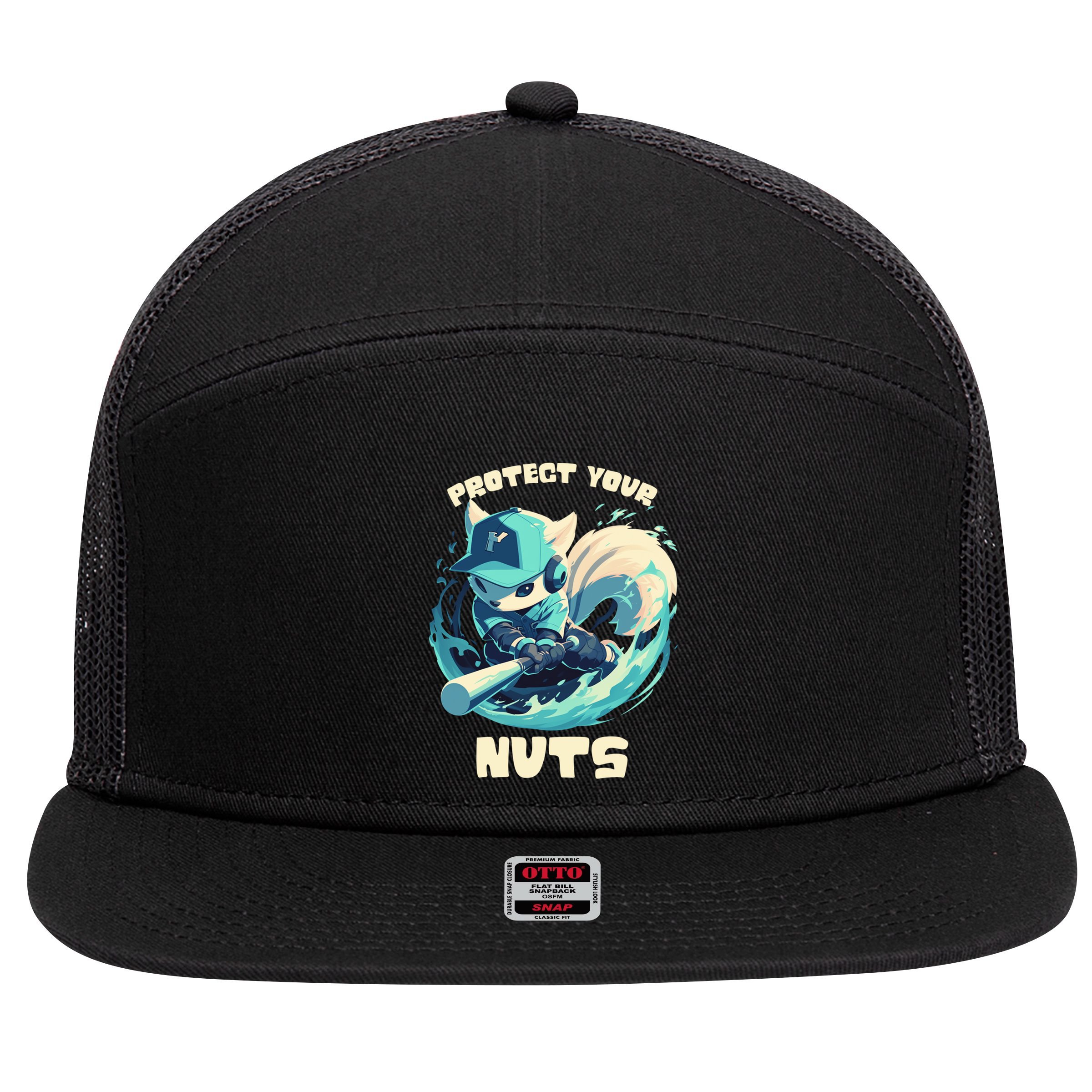 Squirrel Catcher Protect Your Nuts Funny Baseball Cute Gift 7 Panel Mesh Trucker Snapback Hat