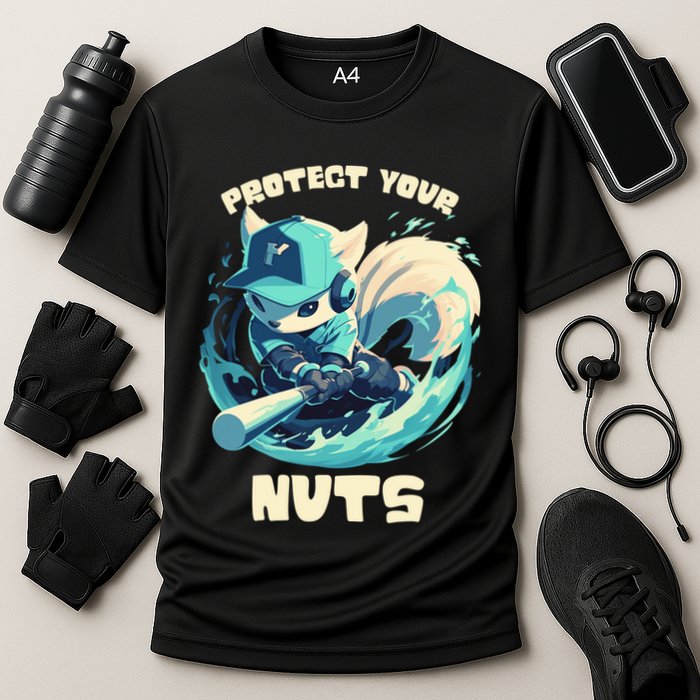 Squirrel Catcher Protect Your Nuts Funny Baseball Cute Gift Cooling Performance Crew T-Shirt