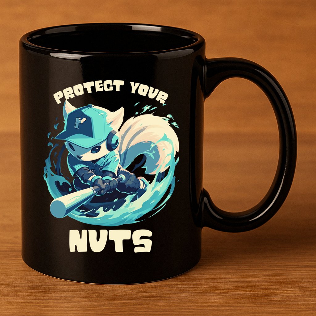 Squirrel Catcher Protect Your Nuts Funny Baseball Cute Gift 11oz C Handle Ceramic Mug