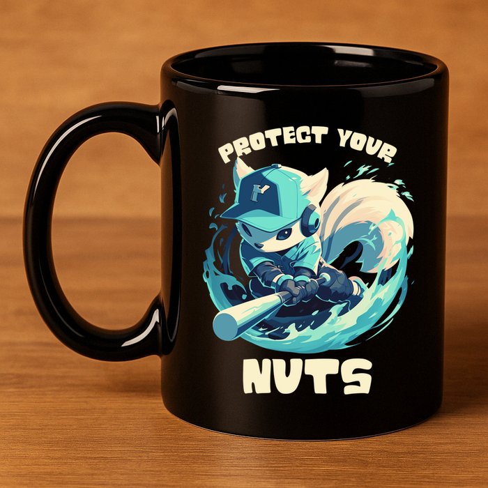 Squirrel Catcher Protect Your Nuts Funny Baseball Cute Gift 11oz C Handle Ceramic Mug