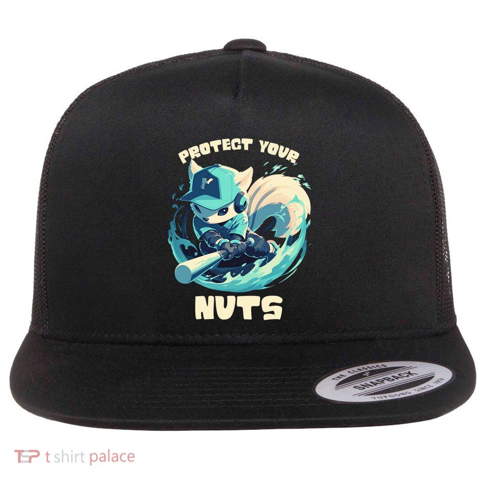Squirrel Catcher Protect Your Nuts Funny Baseball Cute Gift Flat Bill Trucker Hat