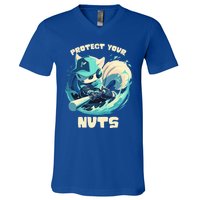 Squirrel Catcher Protect Your Nuts Funny Baseball Cute Gift V-Neck T-Shirt