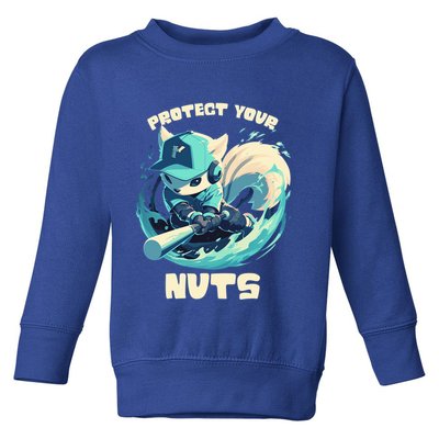 Squirrel Catcher Protect Your Nuts Funny Baseball Cute Gift Toddler Sweatshirt
