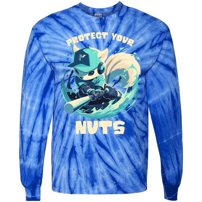 Squirrel Catcher Protect Your Nuts Funny Baseball Cute Gift Tie-Dye Long Sleeve Shirt