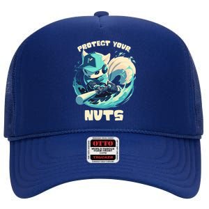 Squirrel Catcher Protect Your Nuts Funny Baseball Cute Gift High Crown Mesh Back Trucker Hat