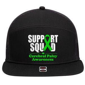 Support Cerebral Palsy Cp Awareness Month Green Ribbon 7 Panel Mesh Trucker Snapback Hat