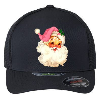 Santa Claus Pink Christmas Face Old Xmas Vintage Pink Santa Gift Flexfit Unipanel Trucker Cap