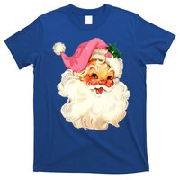 Santa Claus Pink Christmas Face Old Xmas Vintage Pink Santa Gift T-Shirt