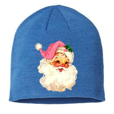 Santa Claus Pink Christmas Face Old Xmas Vintage Pink Santa Gift Sustainable Beanie