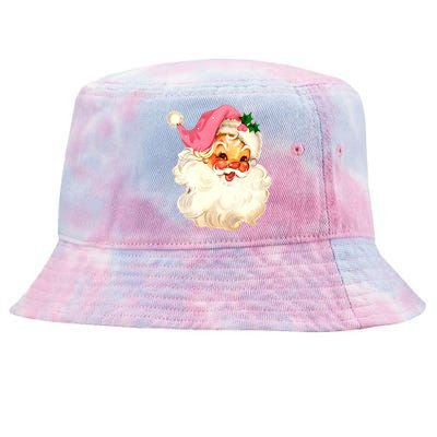 Santa Claus Pink Christmas Face Old Xmas Vintage Pink Santa Gift Tie-Dyed Bucket Hat