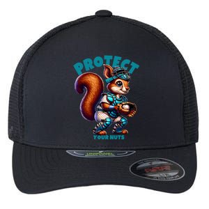 Squirrel Catcher Protect Your Nuts Funny Baseball Gift Flexfit Unipanel Trucker Cap