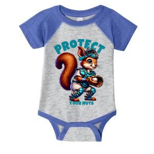 Squirrel Catcher Protect Your Nuts Funny Baseball Gift Infant Baby Jersey Bodysuit