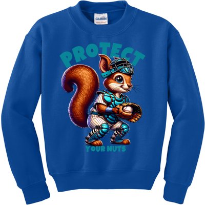 Squirrel Catcher Protect Your Nuts Funny Baseball Gift Kids Sweatshirt