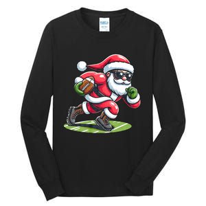 Santa Claus Play A Football Funny Tall Long Sleeve T-Shirt