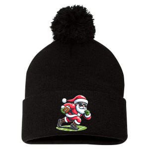 Santa Claus Play A Football Funny Pom Pom 12in Knit Beanie