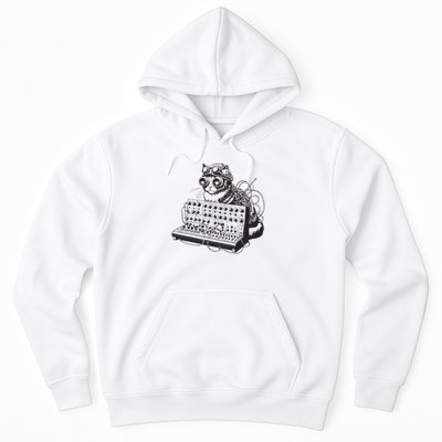 Steampunk Cat Playing Synthesizer Synth Kitten Techno Music Hoodie