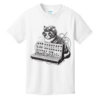 Steampunk Cat Playing Synthesizer Synth Kitten Techno Music Kids T-Shirt