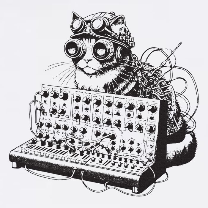 Steampunk Cat Playing Synthesizer Synth Kitten Techno Music Kids T-Shirt