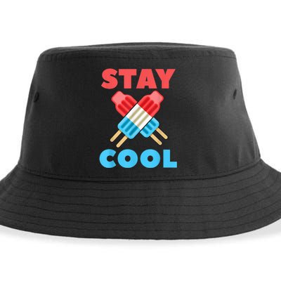 Stay Cool Popsicle Girl Boy Funny 4th Of July Sustainable Bucket Hat