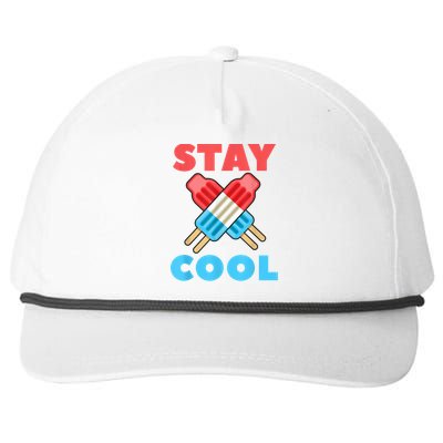 Stay Cool Popsicle Girl Boy Funny 4th Of July Snapback Five-Panel Rope Hat