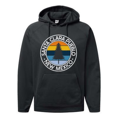 Santa Clara Pueblo New Mexico Nm Usa City Pride Retro Sunset Performance Fleece Hoodie