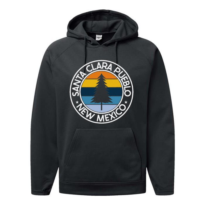 Santa Clara Pueblo New Mexico Nm Usa City Pride Retro Sunset Performance Fleece Hoodie