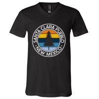 Santa Clara Pueblo New Mexico Nm Usa City Pride Retro Sunset V-Neck T-Shirt