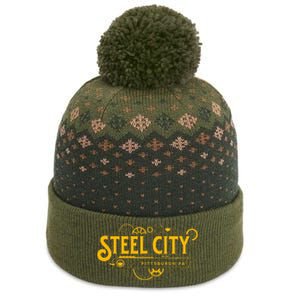 Steel City Pittsburgh Pennsylvania 412 Home Retro The Baniff Cuffed Pom Beanie