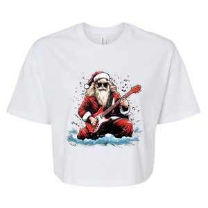 Santa Claus Playing Guitar Christmas Music Xmas Gift Bella+Canvas Jersey Crop Tee