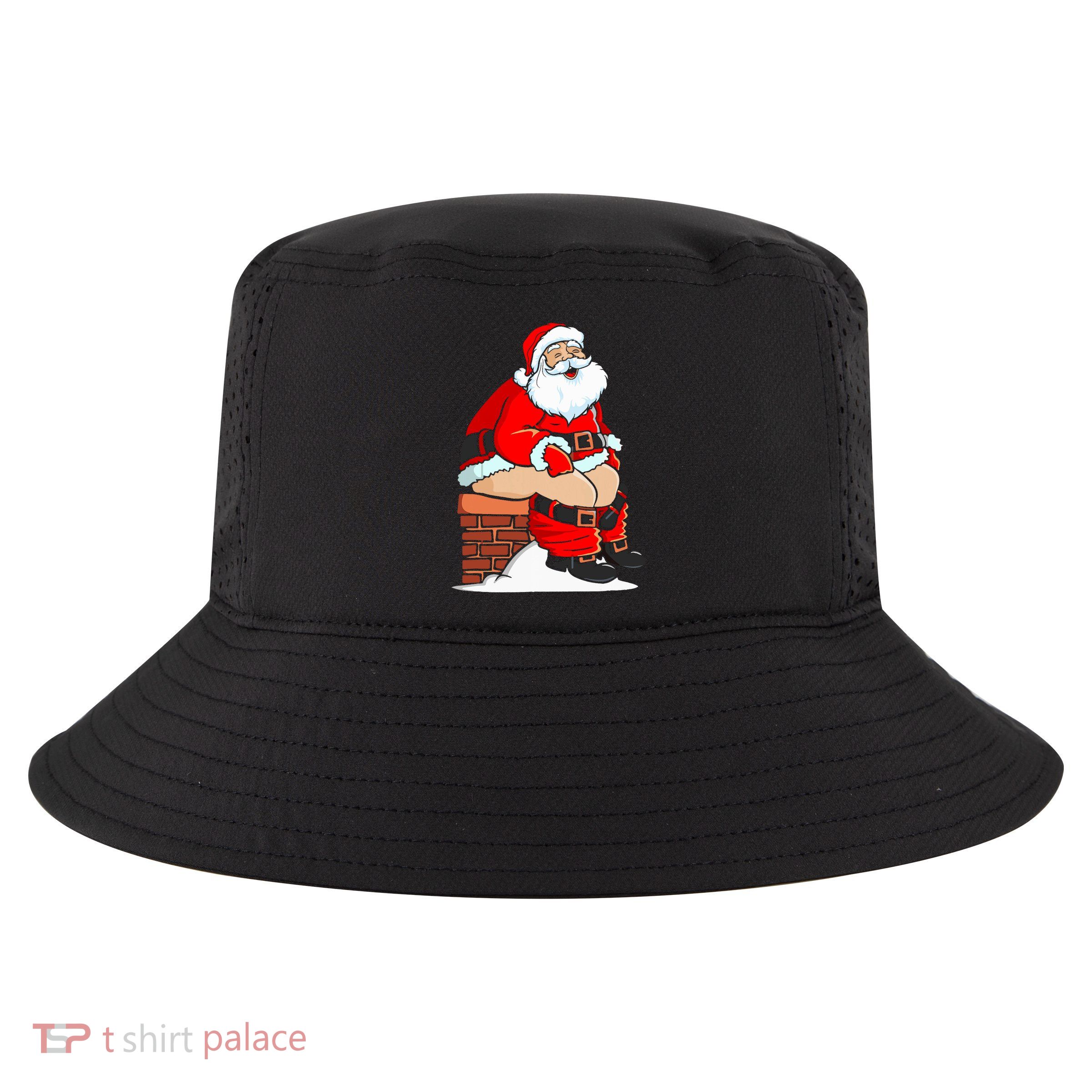 Santa Claus Pooping In Chimney Christmas Toilet Walk Cool Comfort Performance Bucket Hat