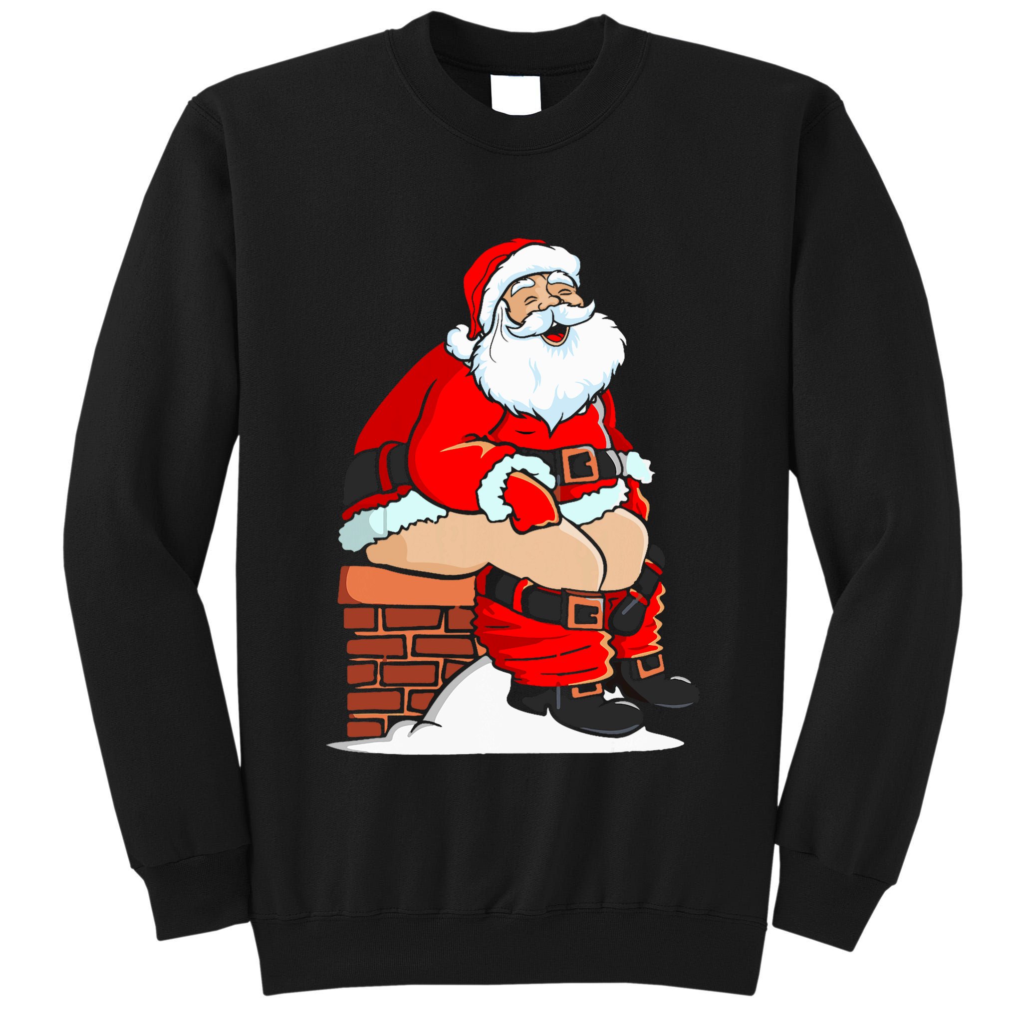 Santa Claus Pooping In Chimney Christmas Toilet Walk Tall Sweatshirt