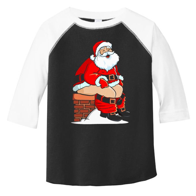 Santa Claus Pooping In Chimney Christmas Toilet Walk Toddler Fine Jersey T-Shirt