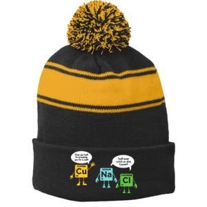 Science Chemistry Periodic Table Funny Scientist Nerd Geeks Stripe Pom Pom Beanie