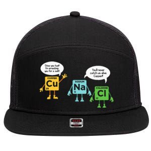 Science Chemistry Periodic Table Funny Scientist Nerd Geeks 7 Panel Mesh Trucker Snapback Hat