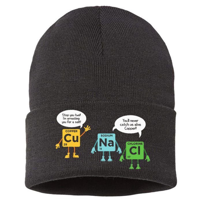 Science Chemistry Periodic Table Funny Scientist Nerd Geeks Sustainable Knit Beanie