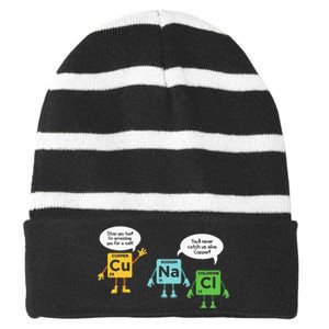 Science Chemistry Periodic Table Funny Scientist Nerd Geeks Striped Beanie with Solid Band