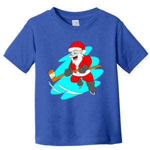 Santa Claus Playing Ice Hockey Player Christmas Celebration Gift Toddler T-Shirt