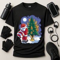 Santa Claus Pissing On Tree Performance Shirt