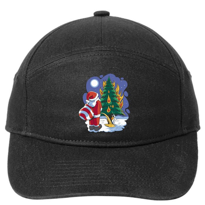 Santa Claus Pissing On Tree 7-Panel Snapback Hat